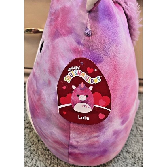 NEW SQUISHMALLOWS VALENTINES 2023 14 INCH LOLA THE UNICORN PURPLE PINK TIE DYE - Picture 4 of 5